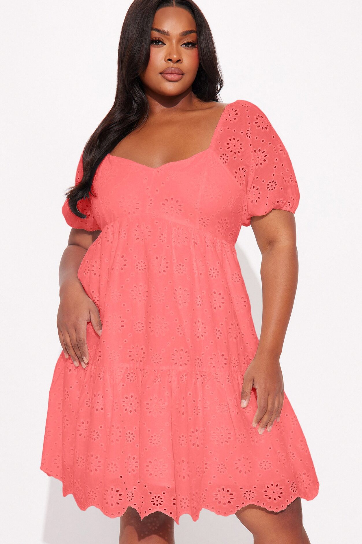 Ellie Eyelet Mini Dress - Pink