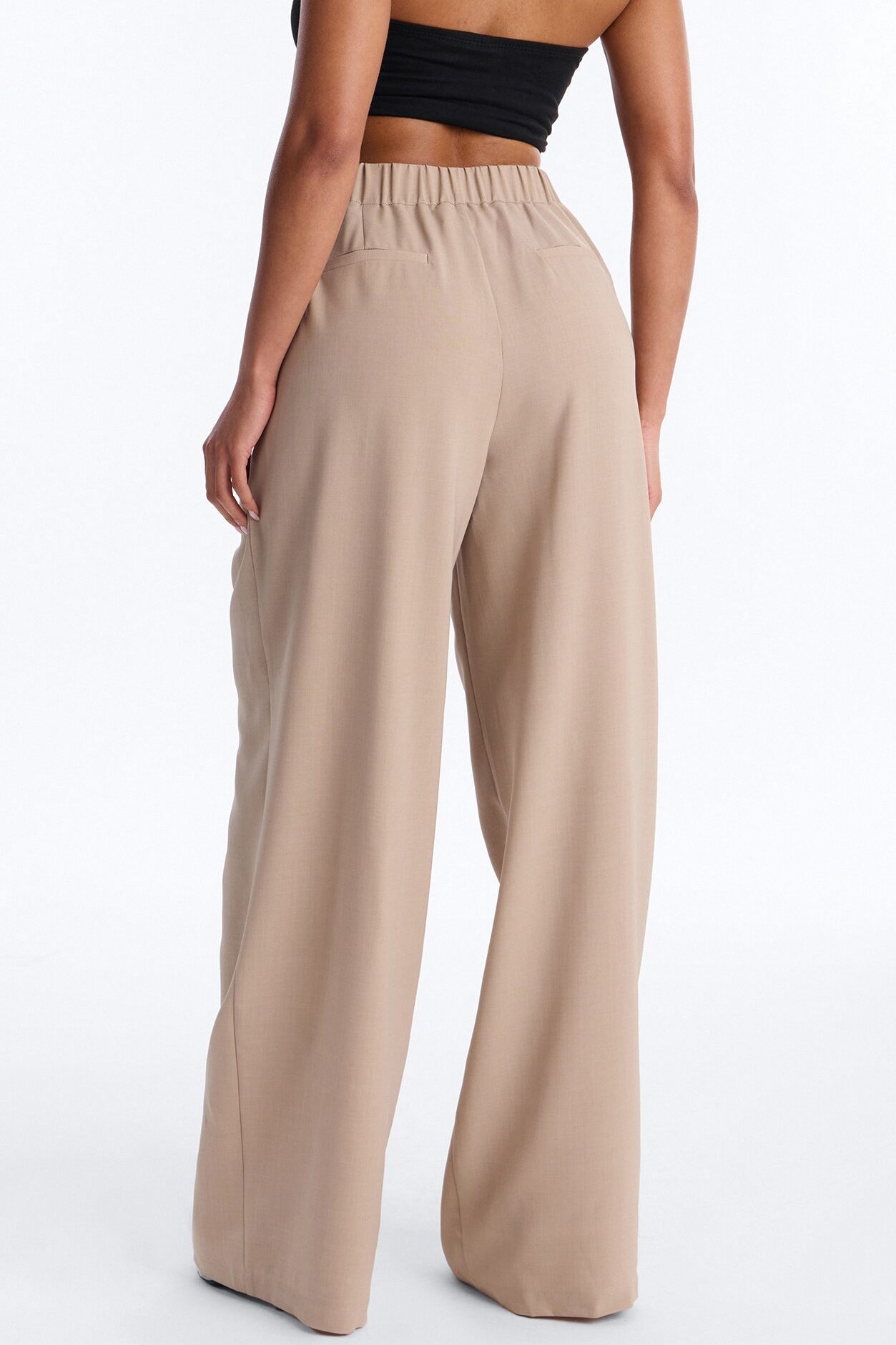 Zamara High Rise Clean Waistband Trouser Pant 33″ - Taupe