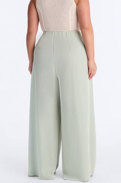 Valeria Pleated High Rise Wide Leg Pant 33″ - Sage