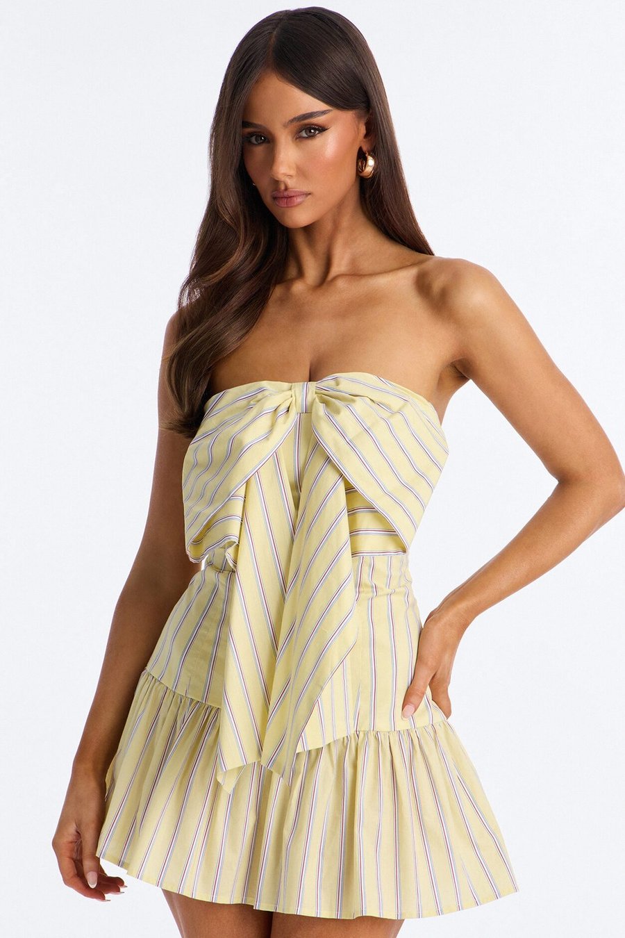 Sunny Strapless Poplin Mini Dress - Yellow