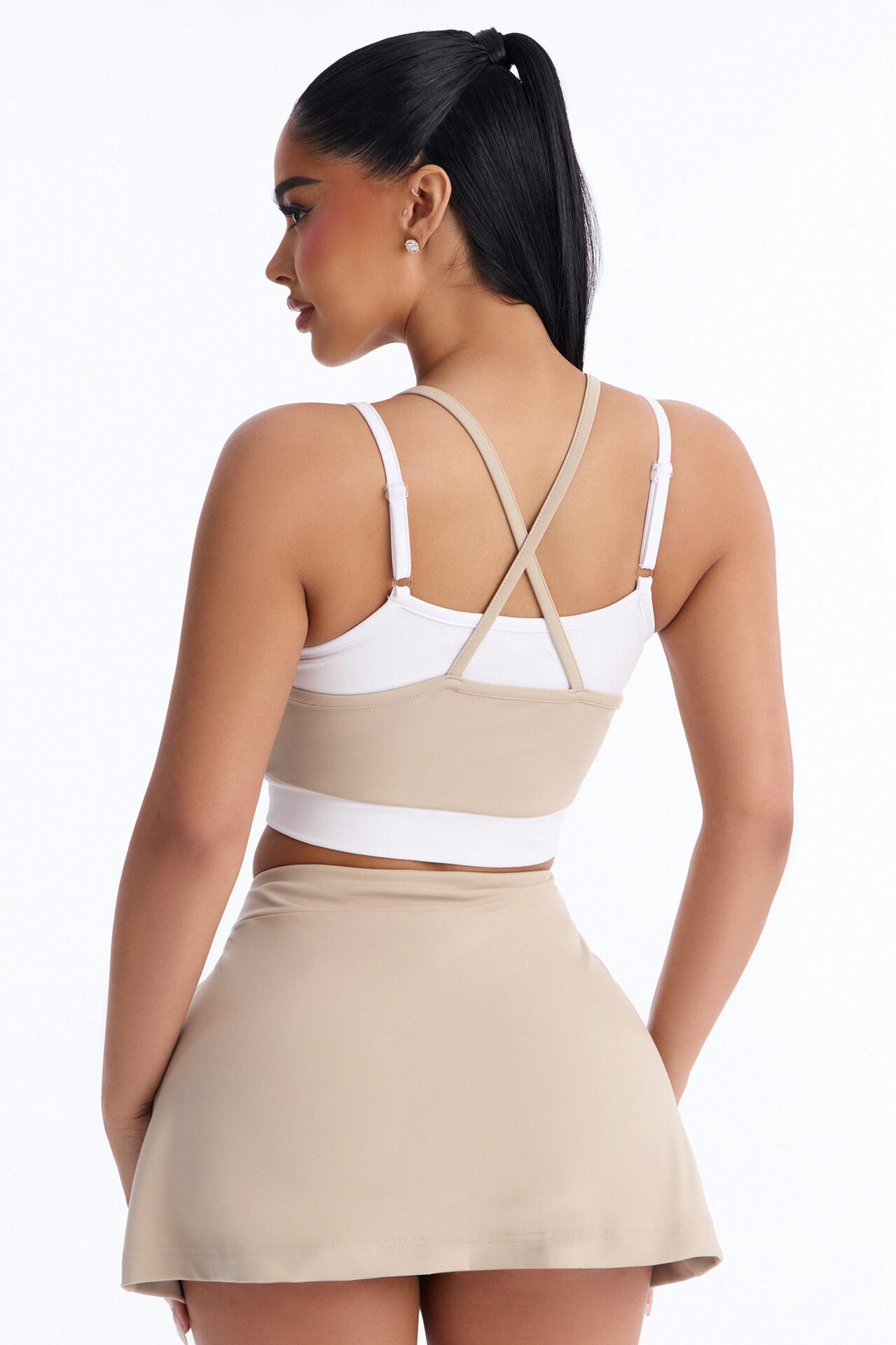 Melinda Tank And Mini Skort Set - Taupe/combo