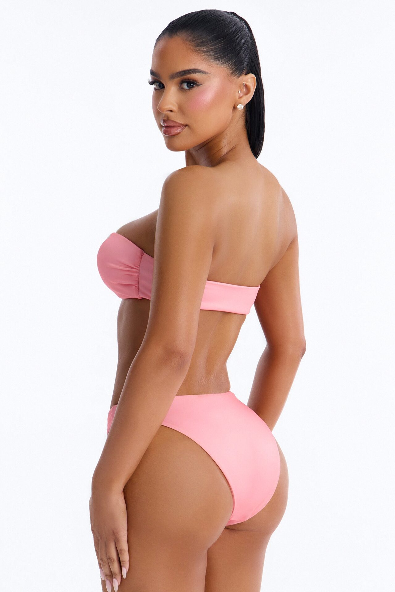 Megan Tropical 2 Piece Bandeau Bikini Set - Pink/combo