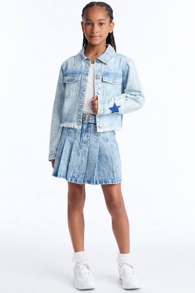Mini Endless Love Mineral Wash Denim Jacket - Light Wash