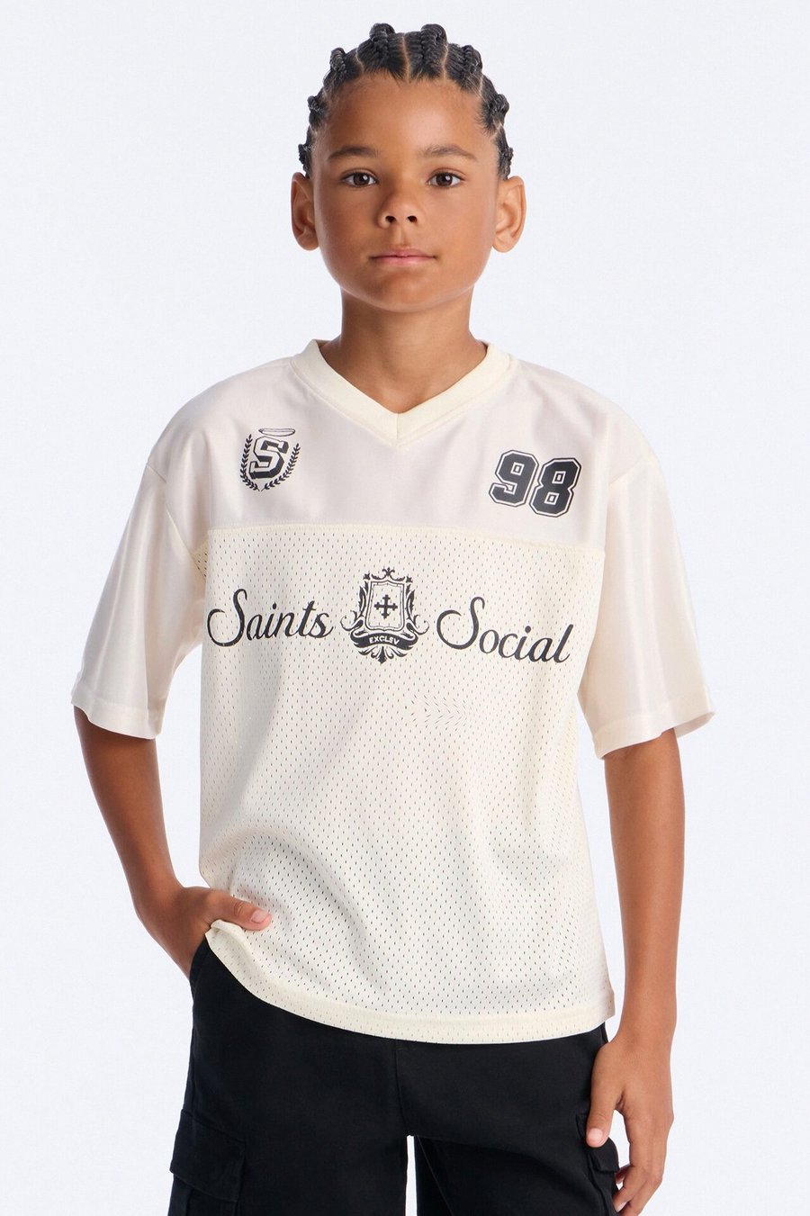 Mini Saints Studios Short Sleeve Soccer Jersey - White