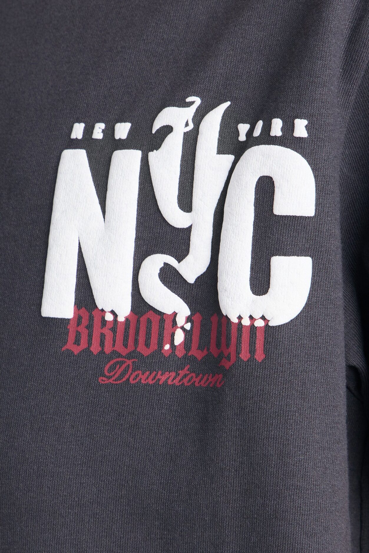 Mini Downtown Brooklyn Dove Short Sleeve Front/Back Tee - Charcoal