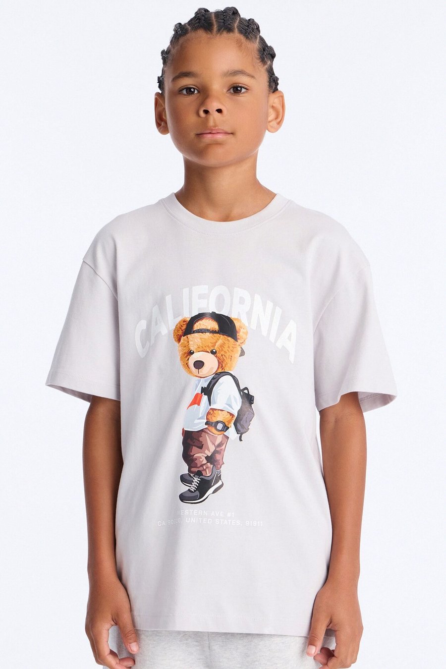 Mini California Boy Front/Back Short Sleeve Tee - Grey