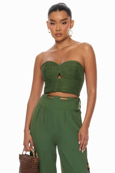 Cancun Nights Braided Strapless Jumpsuit - Olive