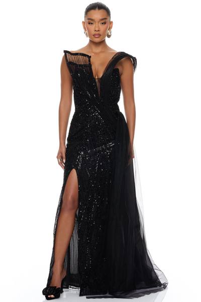 Pure Luxe Embellished Gown - Black
