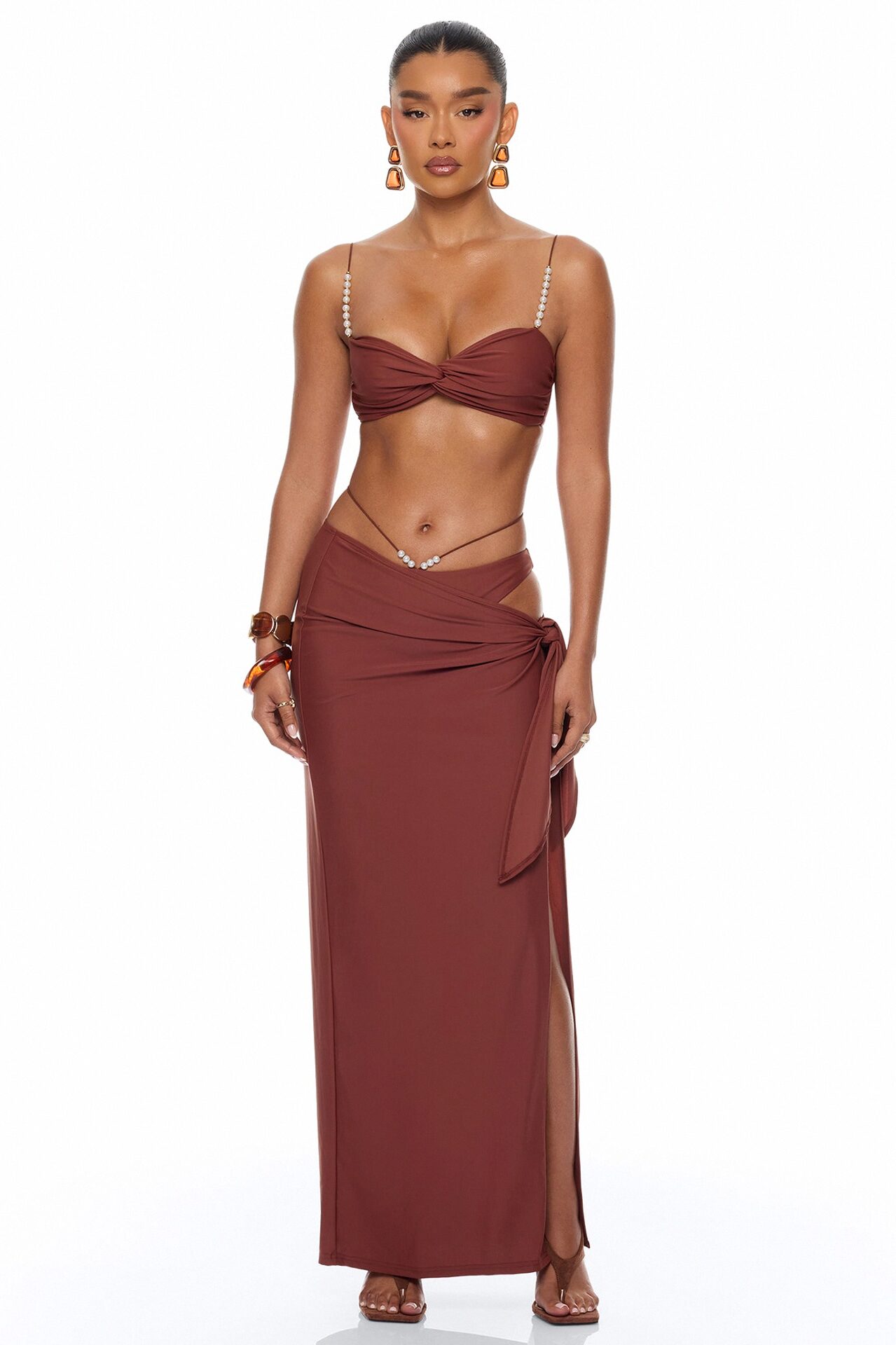 Melodie Pearl 3 Piece Bikini Set - Brown