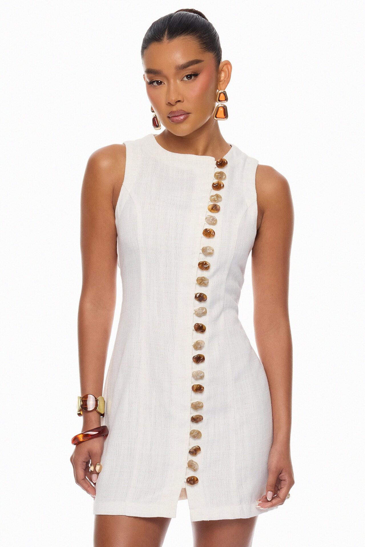 Catch Me On The Coast Linen Mini Dress - White
