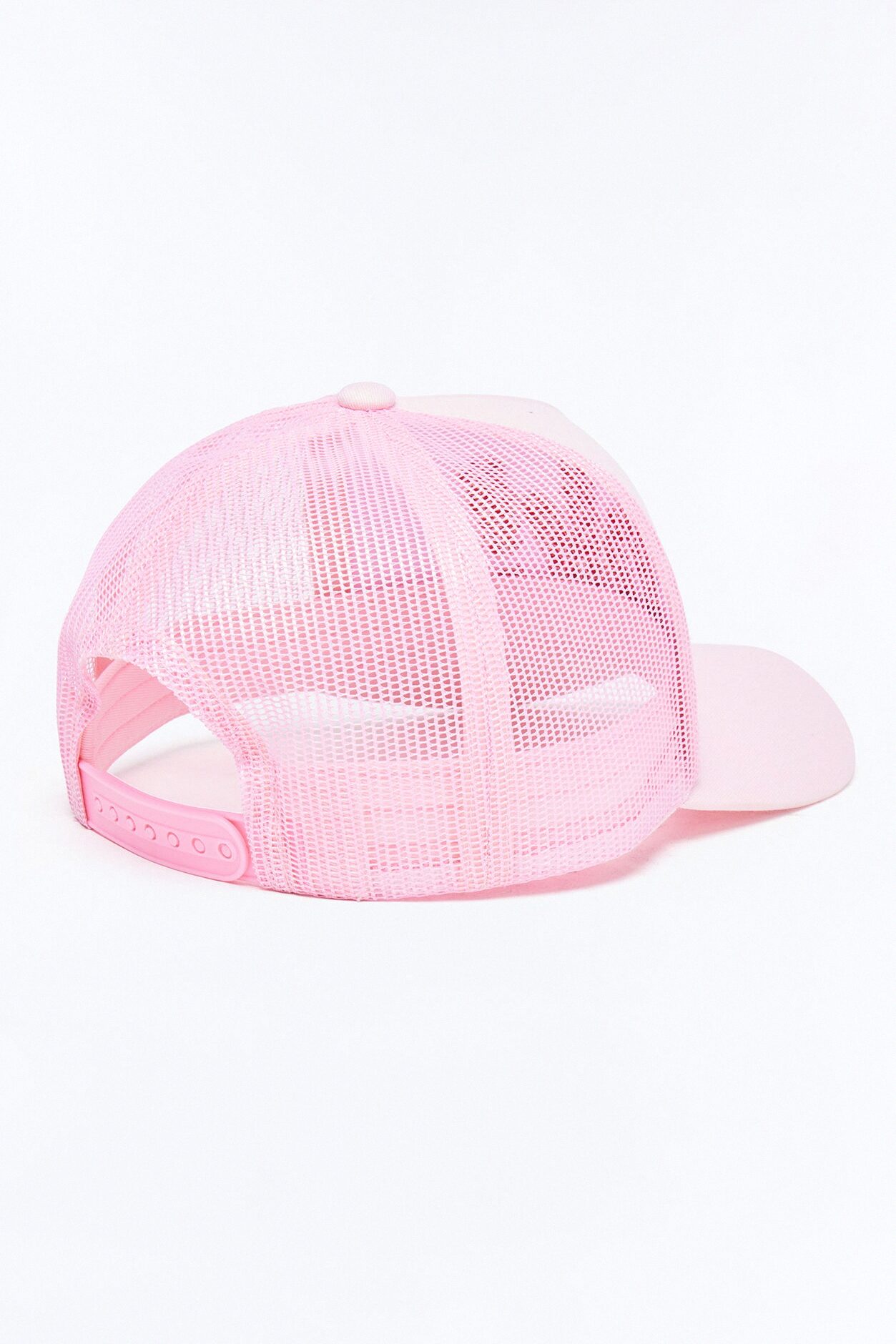 Smiling Ok Patch Snapback Trucker Hat - Light Pink