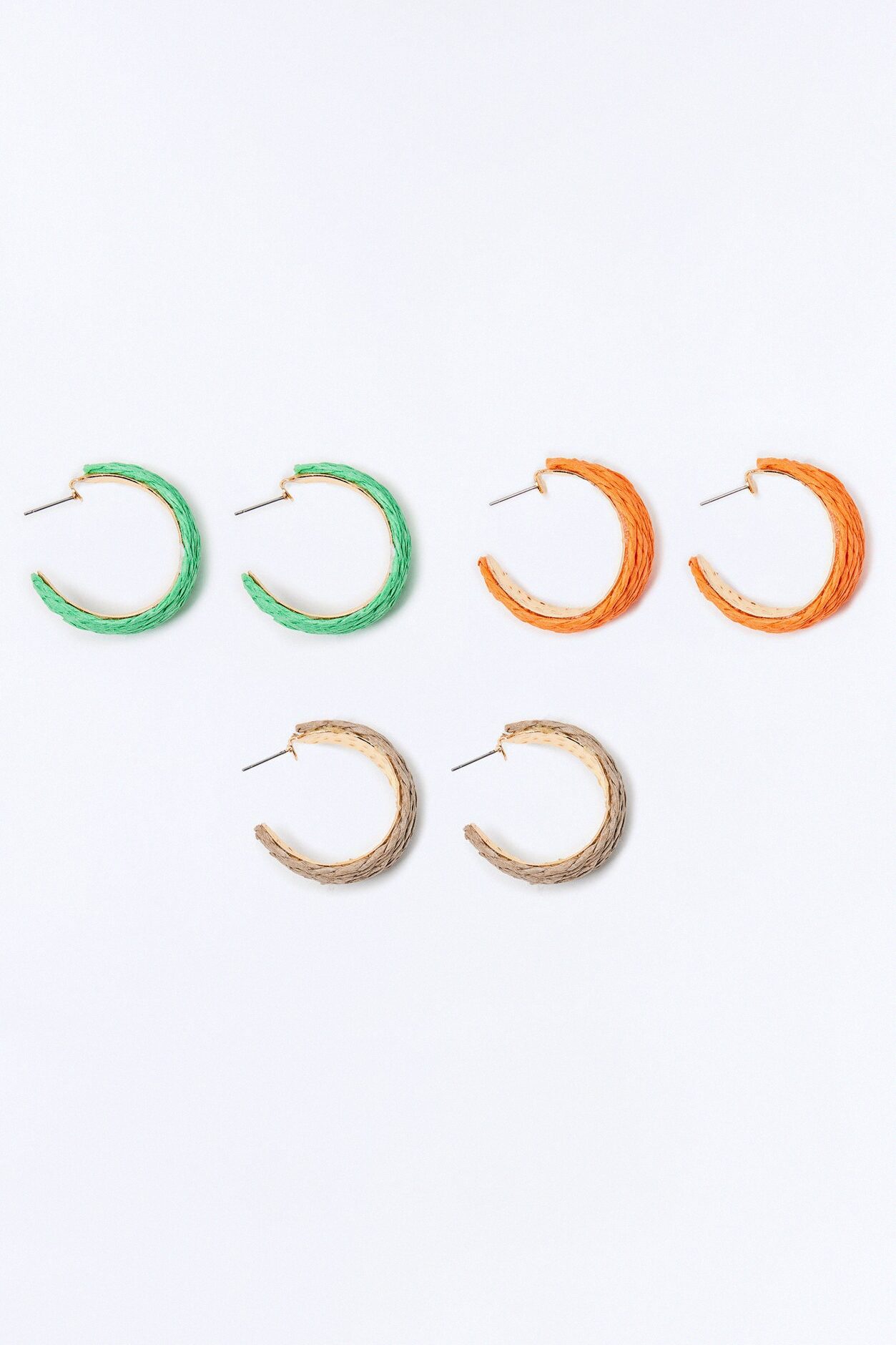 Tropic Weather Straw 3 Pair Earring Set - Multi Color