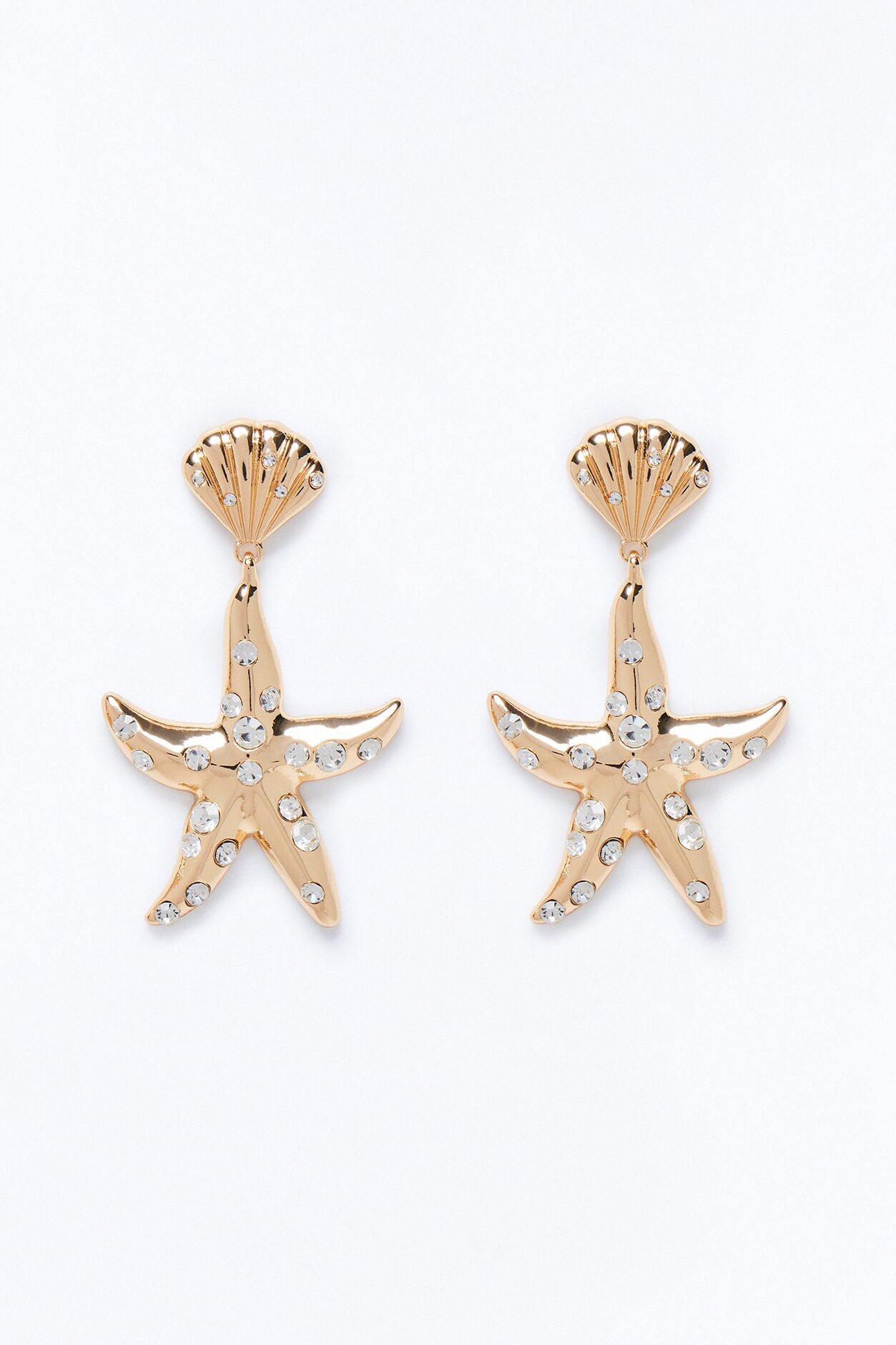 Star Of The Ocean Rhinestone Earrings - Gold