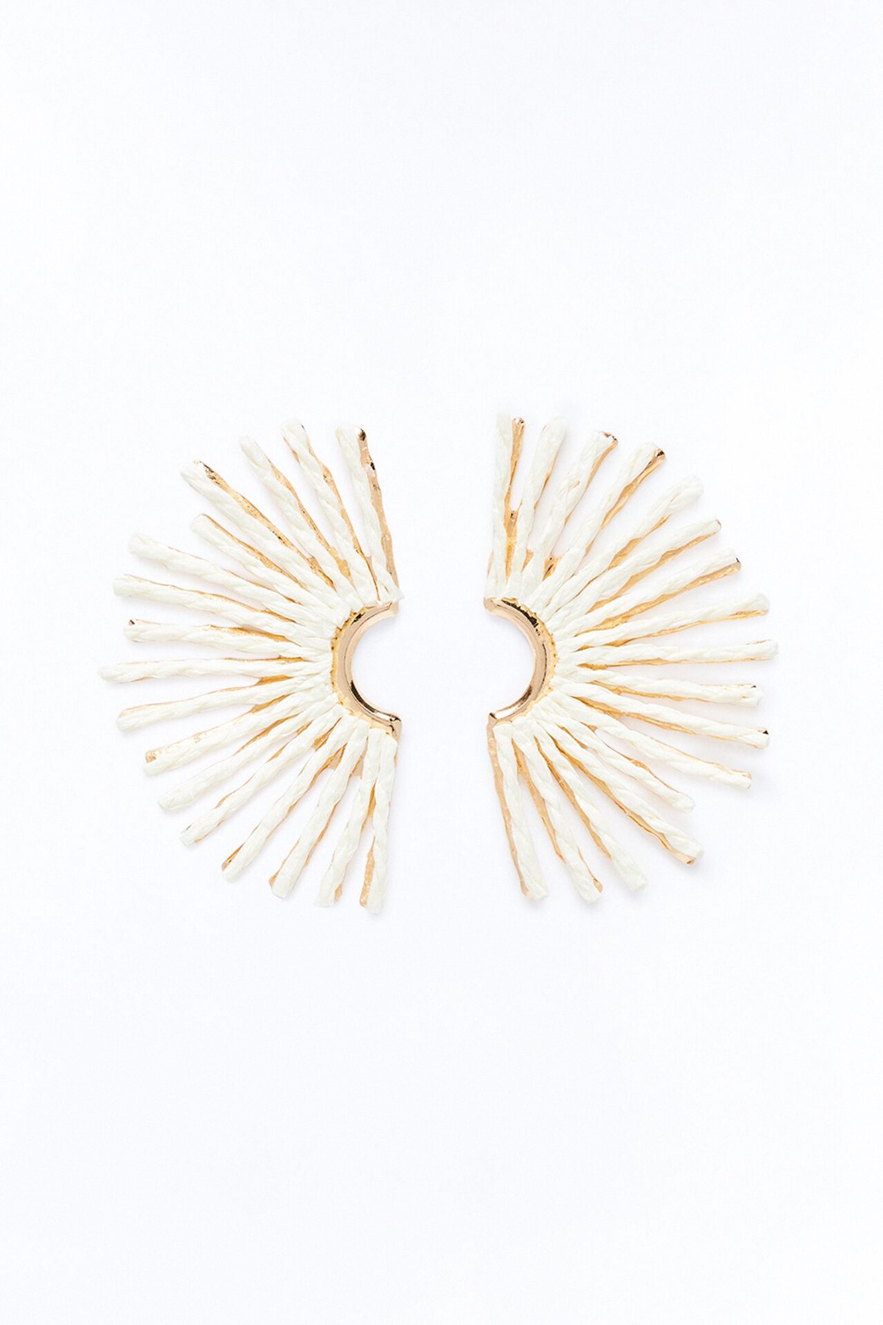 Half Shine Straw Drop Earrings - Ivory
