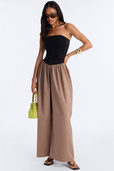 Sunday Walks Strapless Poplin Jumpsuit - Mocha