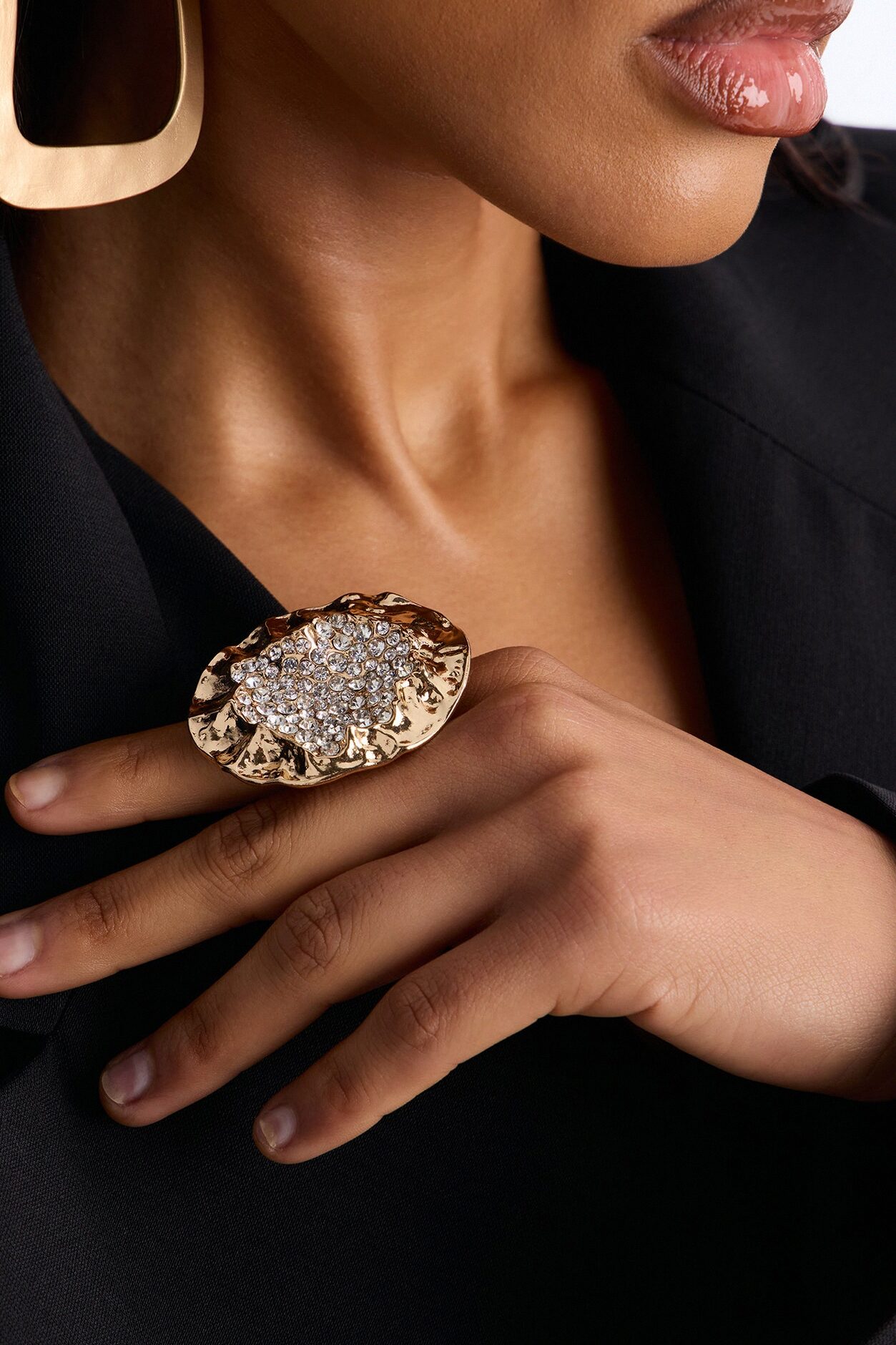 Hidden Rhinestones Ring - Gold