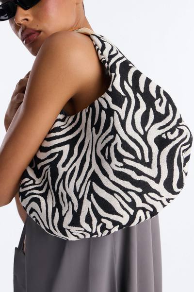 Don't Hate The Stripes Jacquard Shoulder Bag - Black/White
