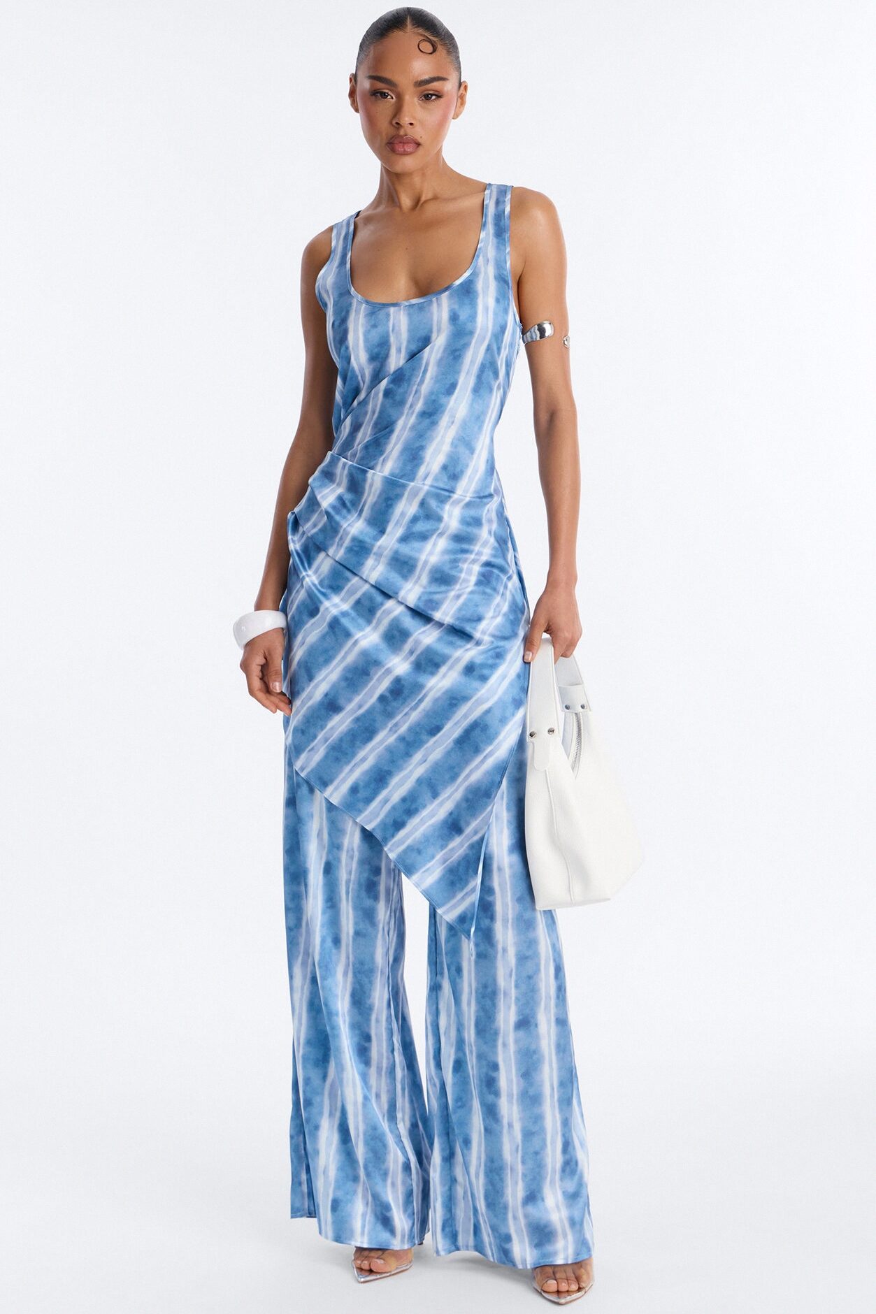 Pacific Blue Satin Pant Set - Blue