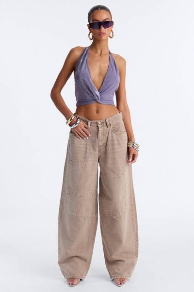 Segal Low Rise Baggy Taper Leg Pant - Mocha
