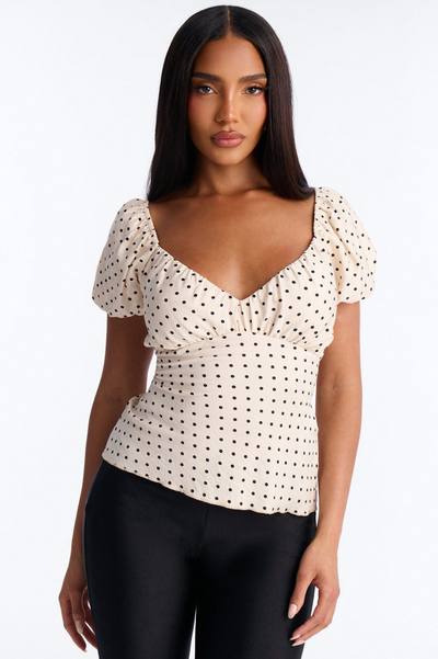 Clancy Polka Dot Babydoll Top - White/Black