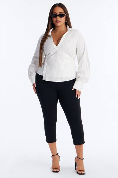 Melissa Asymmetrical Pinstripe Poplin Shirt - White/combo