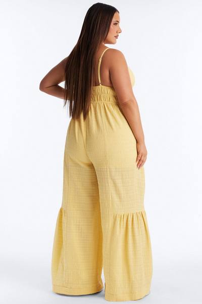 Anabella Tiered Wide Leg Jumpsuit - Yellow