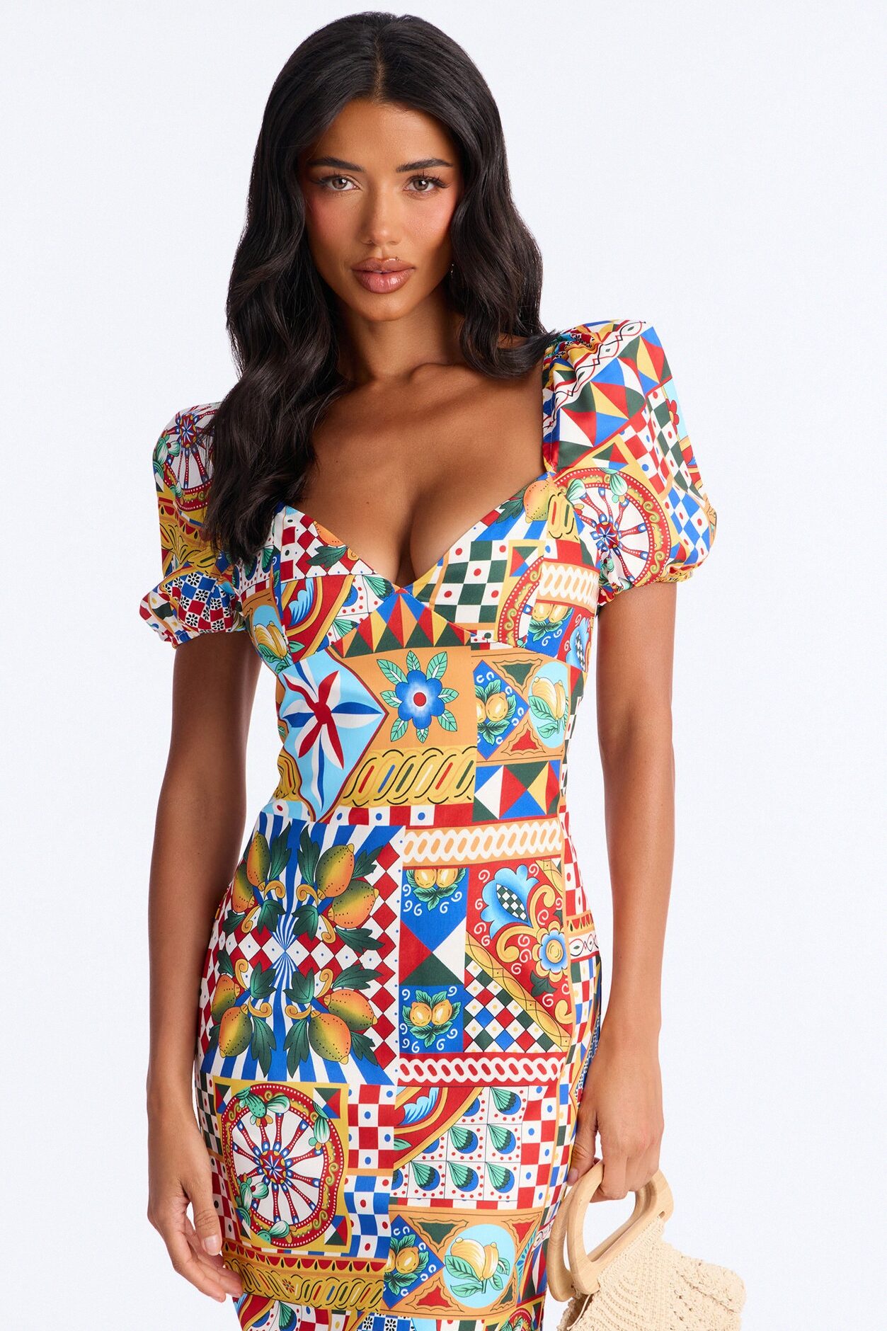 European Dream Off Shoulder Midi Dress - Multi Color