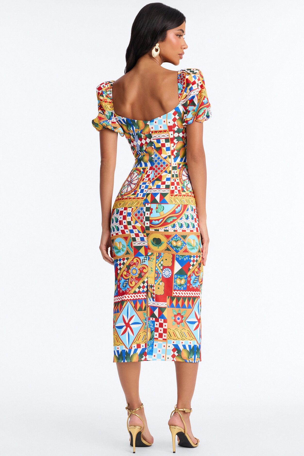 European Dream Off Shoulder Midi Dress - Multi Color