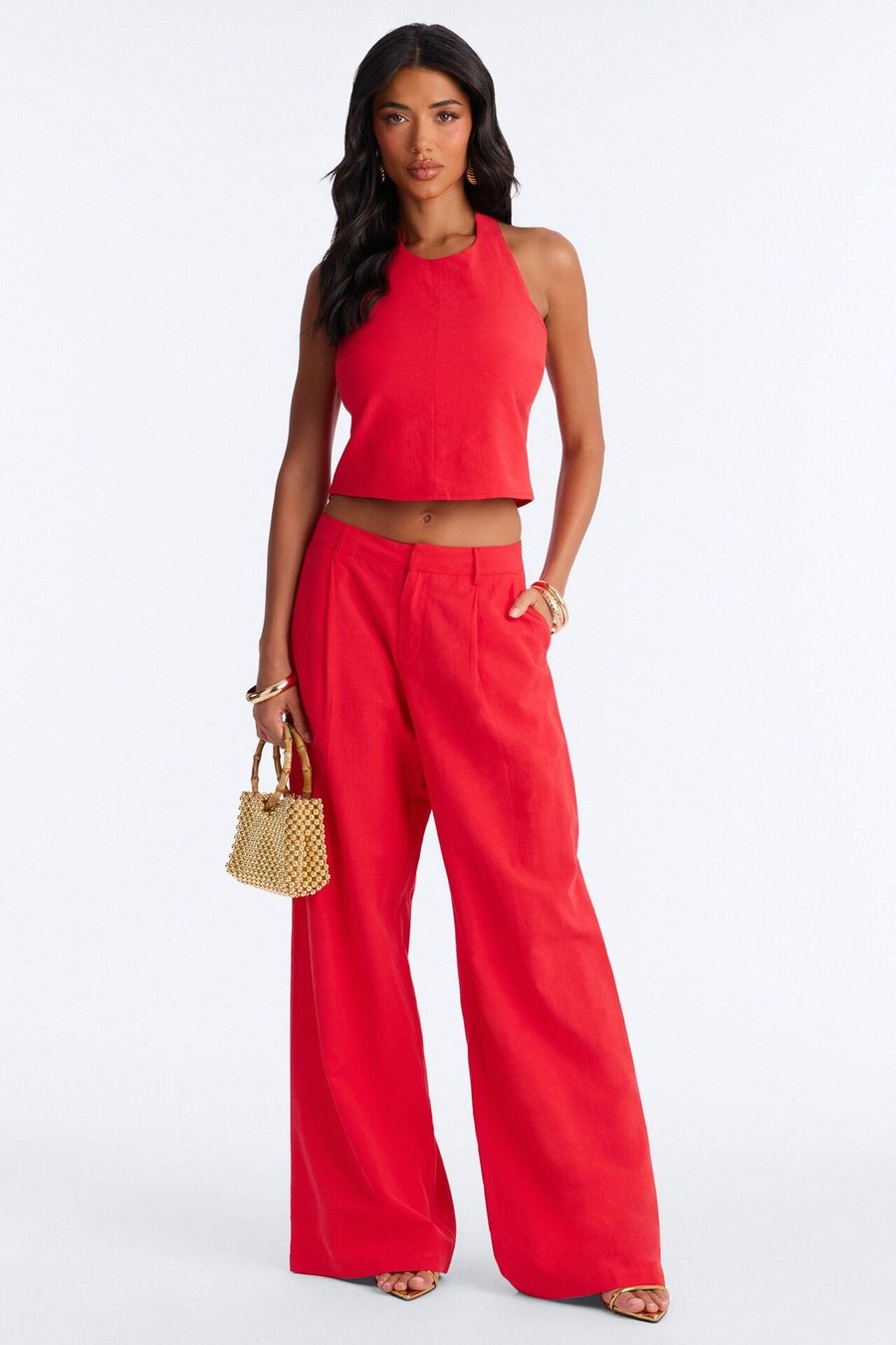Ocean Breeze Linen Low Rise Pant 33″ - Red