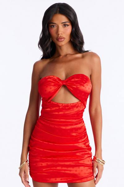 Sutton Strapless Satin Mini Dress - Red