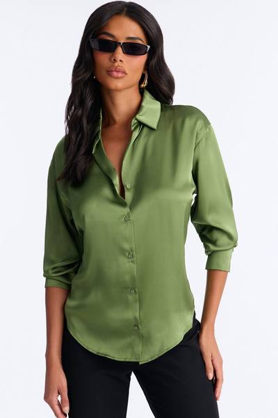 Dreams And Delight Satin Shirt - Green