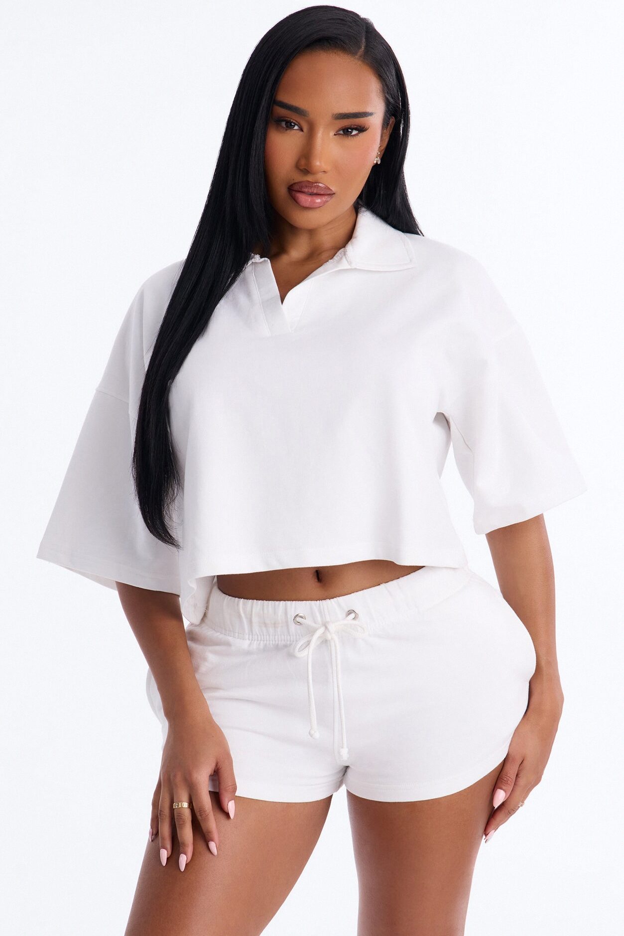 Weekend Moment Polo Short Set - White