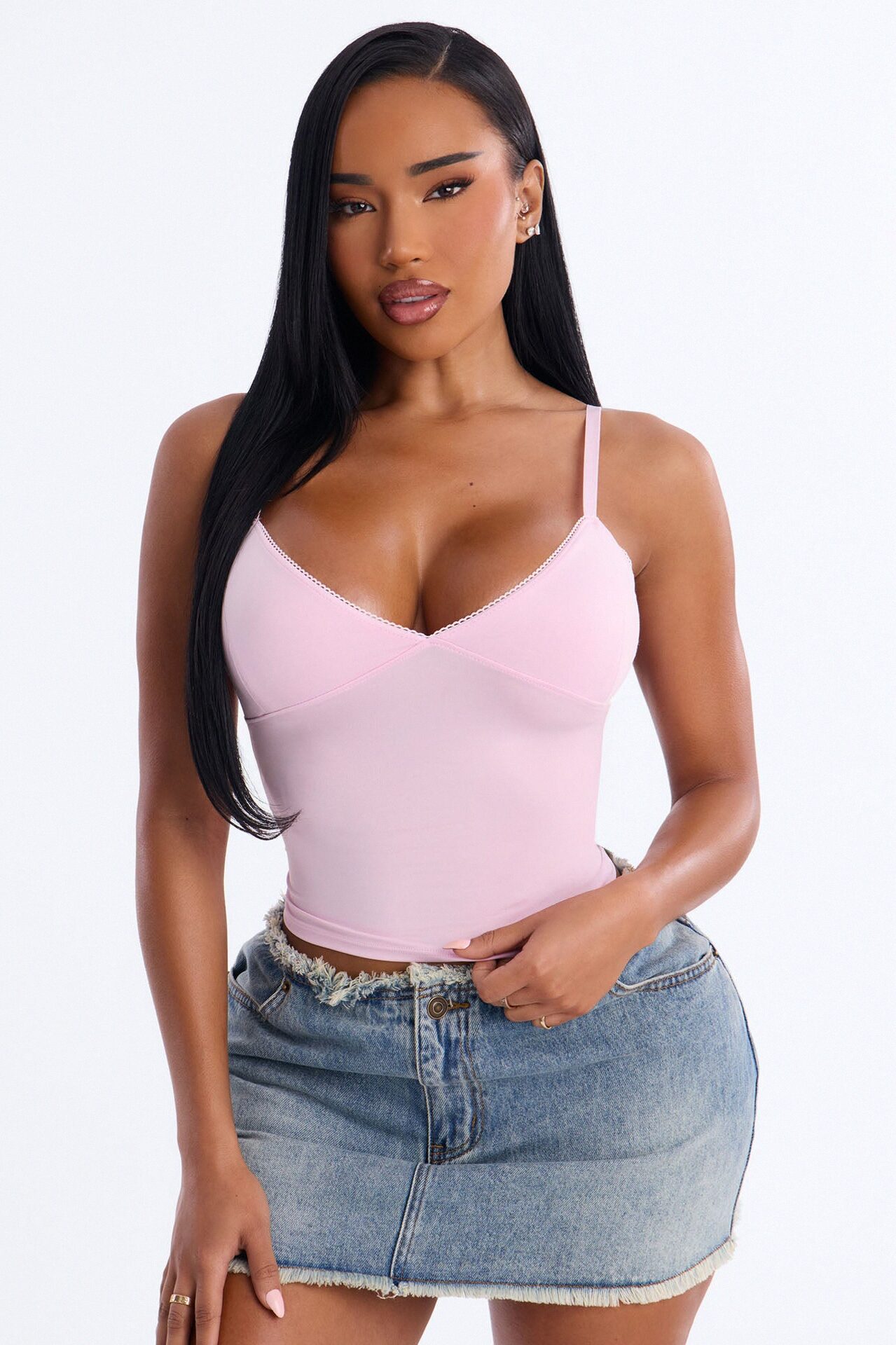 Ella V Neck Cami Top - Pink