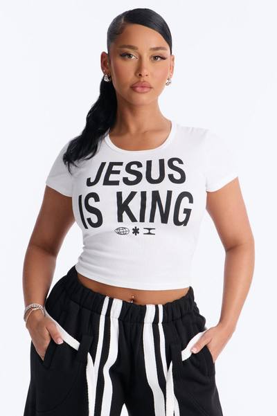 Jesus Is King Baby Tee - White
