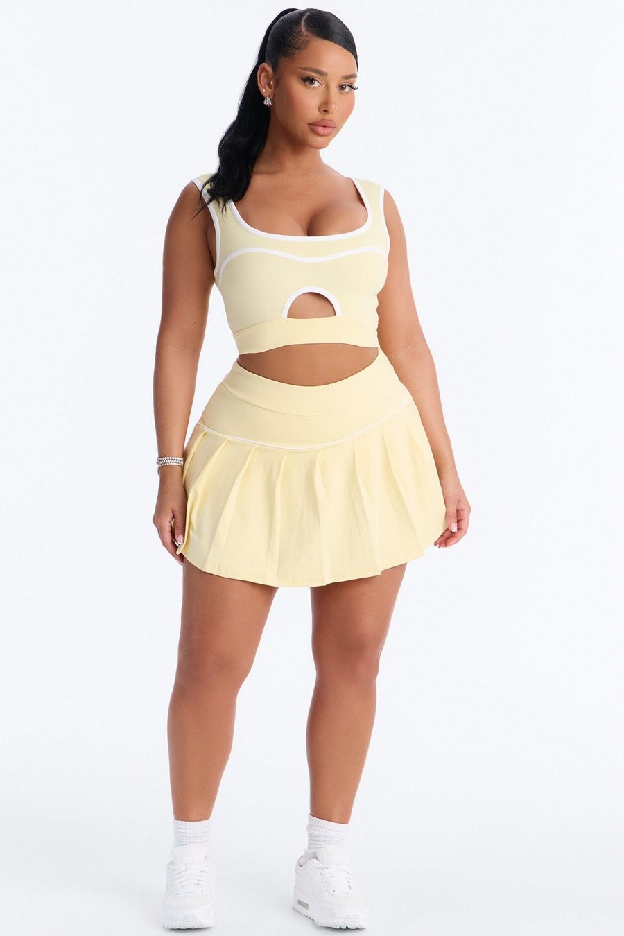 Marcy Pleated Mini Skirt Set - Yellow