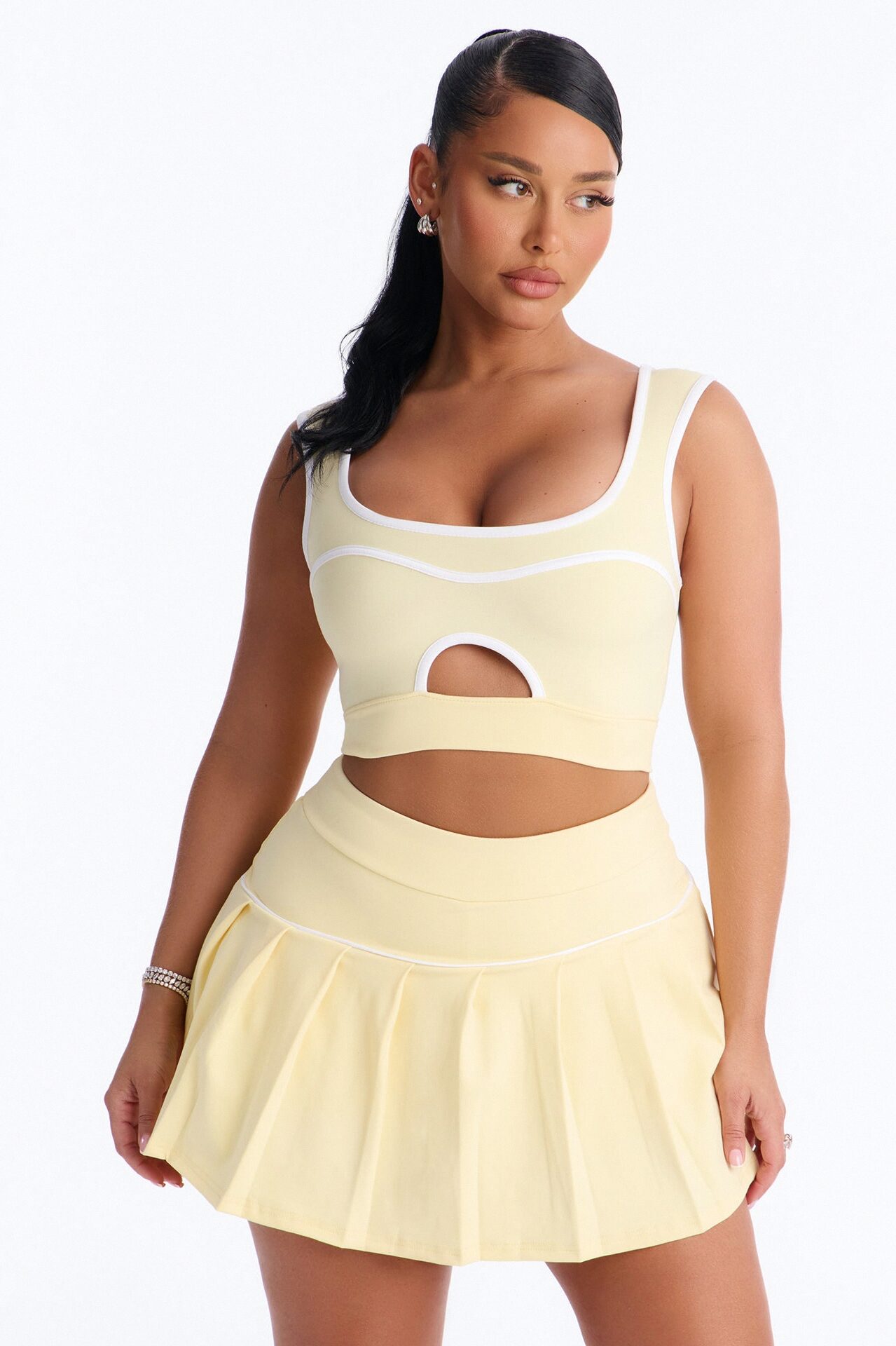 Marcy Pleated Mini Skirt Set - Butter Yellow
