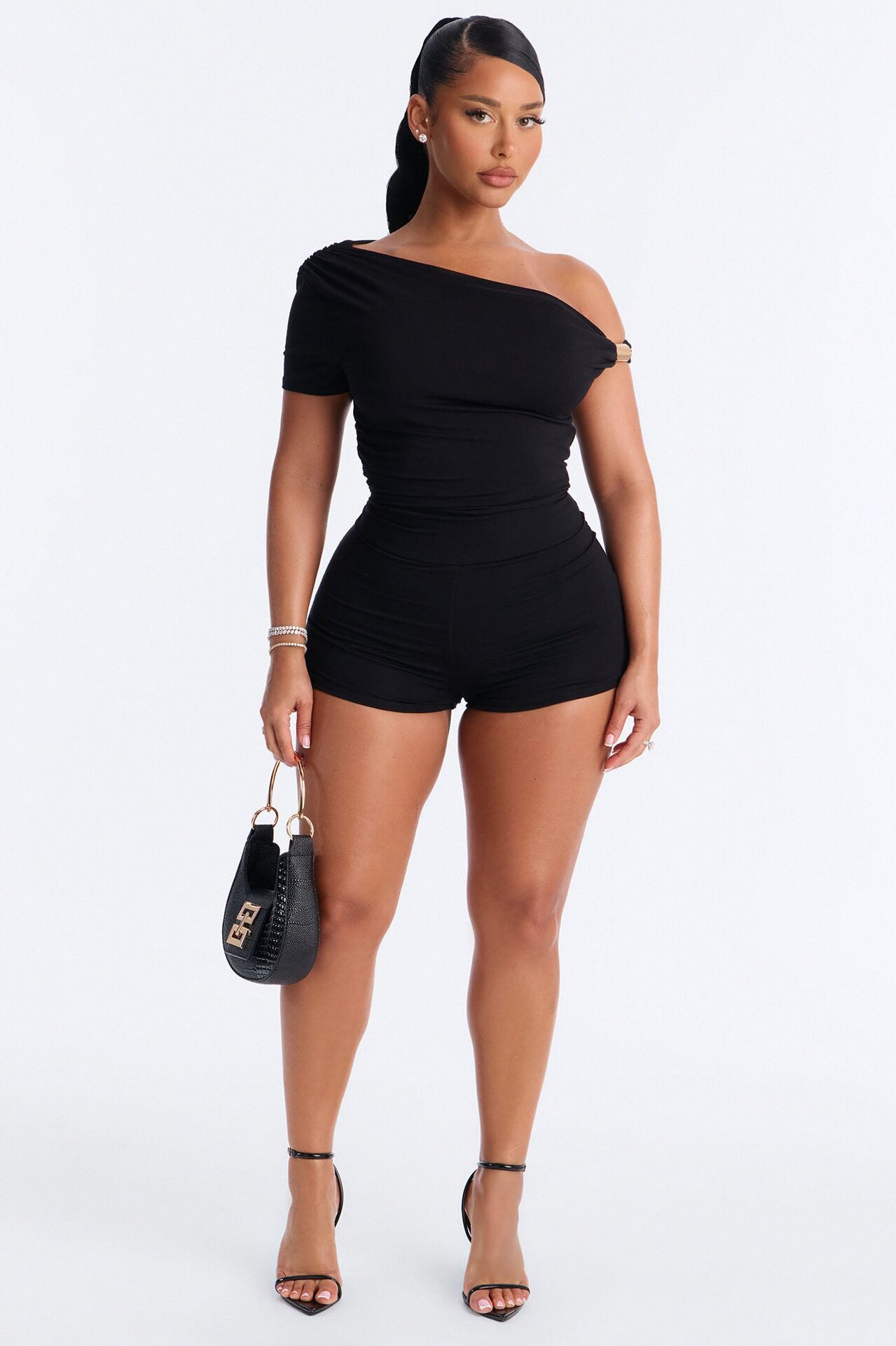 Rhia Hardware Micro Romper - Black