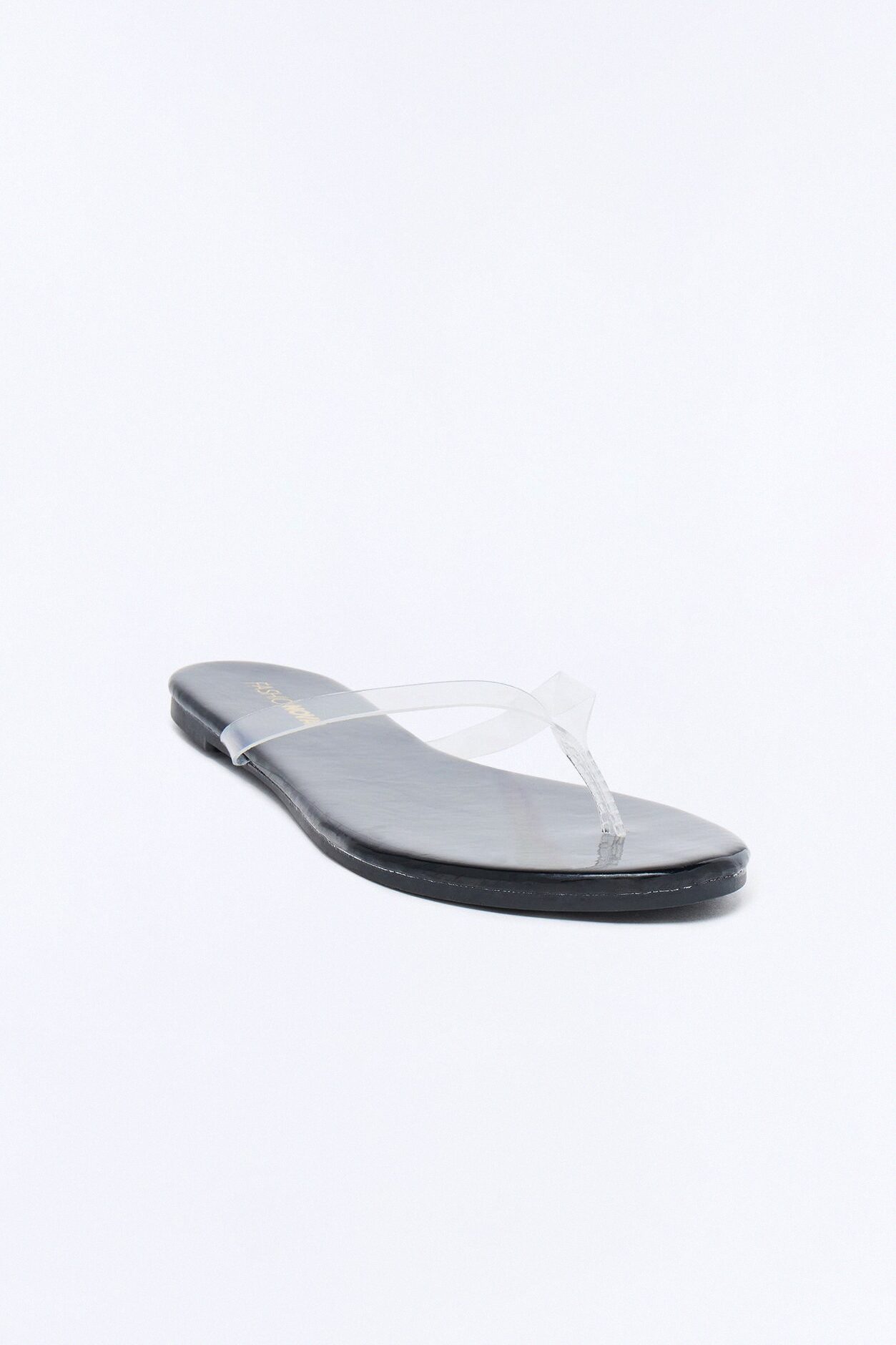 Papaya Clear Strap Flip Flops - Black