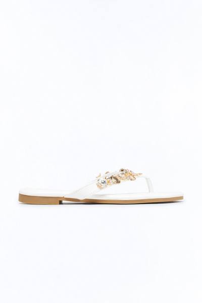 Attina Seashell Charm Flip Flops - White