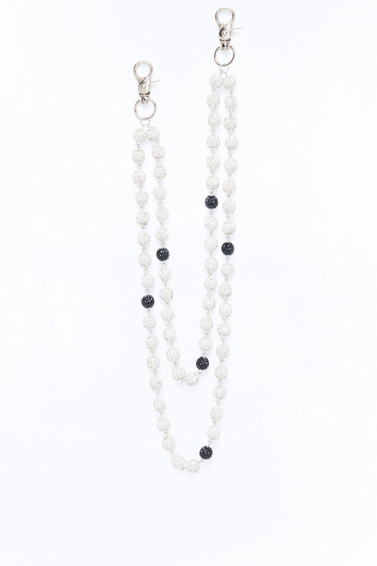 Iced Beaded Layered Pant Chain - Silver
