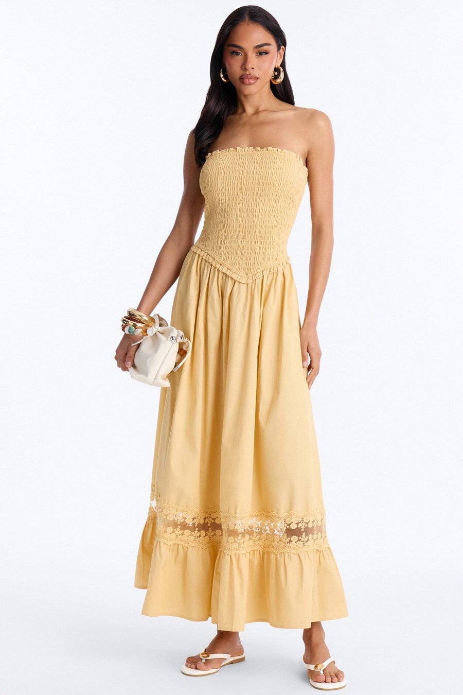 Keira Strapless Maxi Dress - Yellow