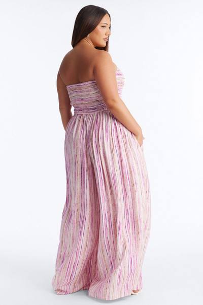 Kayla Smocked Extreme Wide Leg Jumpsuit - Pink