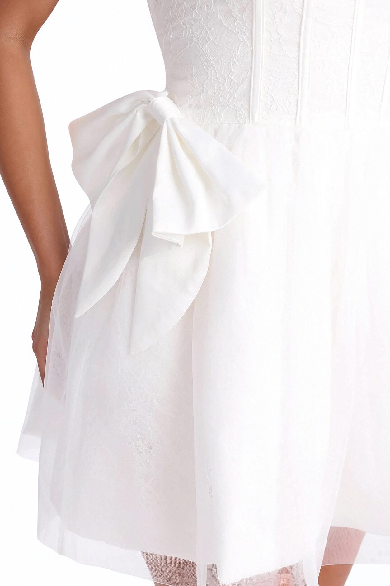 Rayna Embellished Lace Mini Dress - White