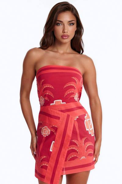 Eileen Wrap Mini Dress - Red