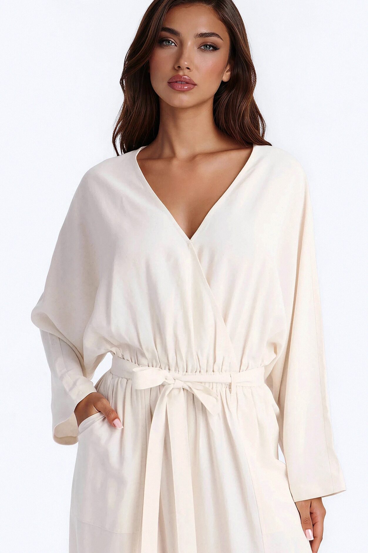 Emery Linen Straight Leg Jumpsuit - Cream
