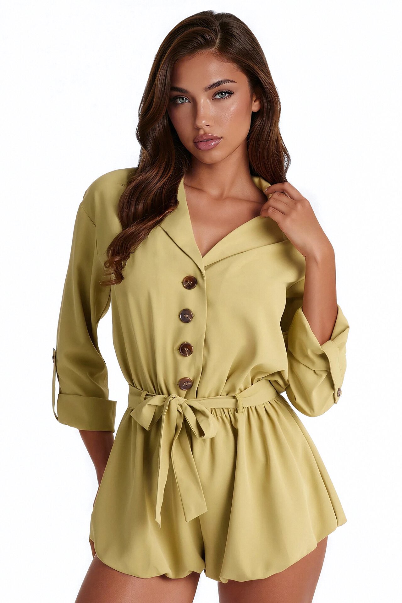 SAFARI Dream Tie Waist Romper - Olive