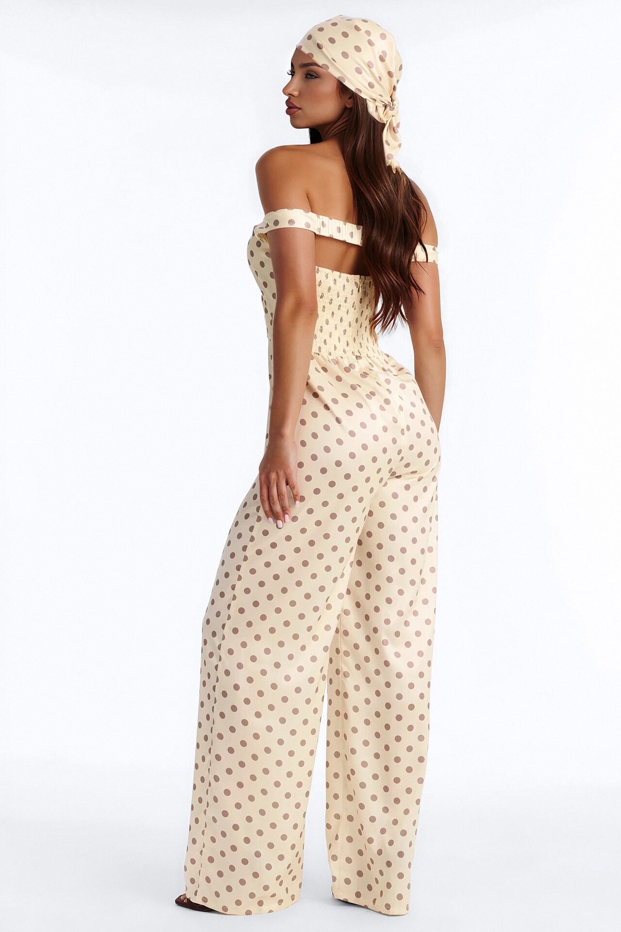 Carmela Head Scarf And Satin Jumpsuit - Yellow