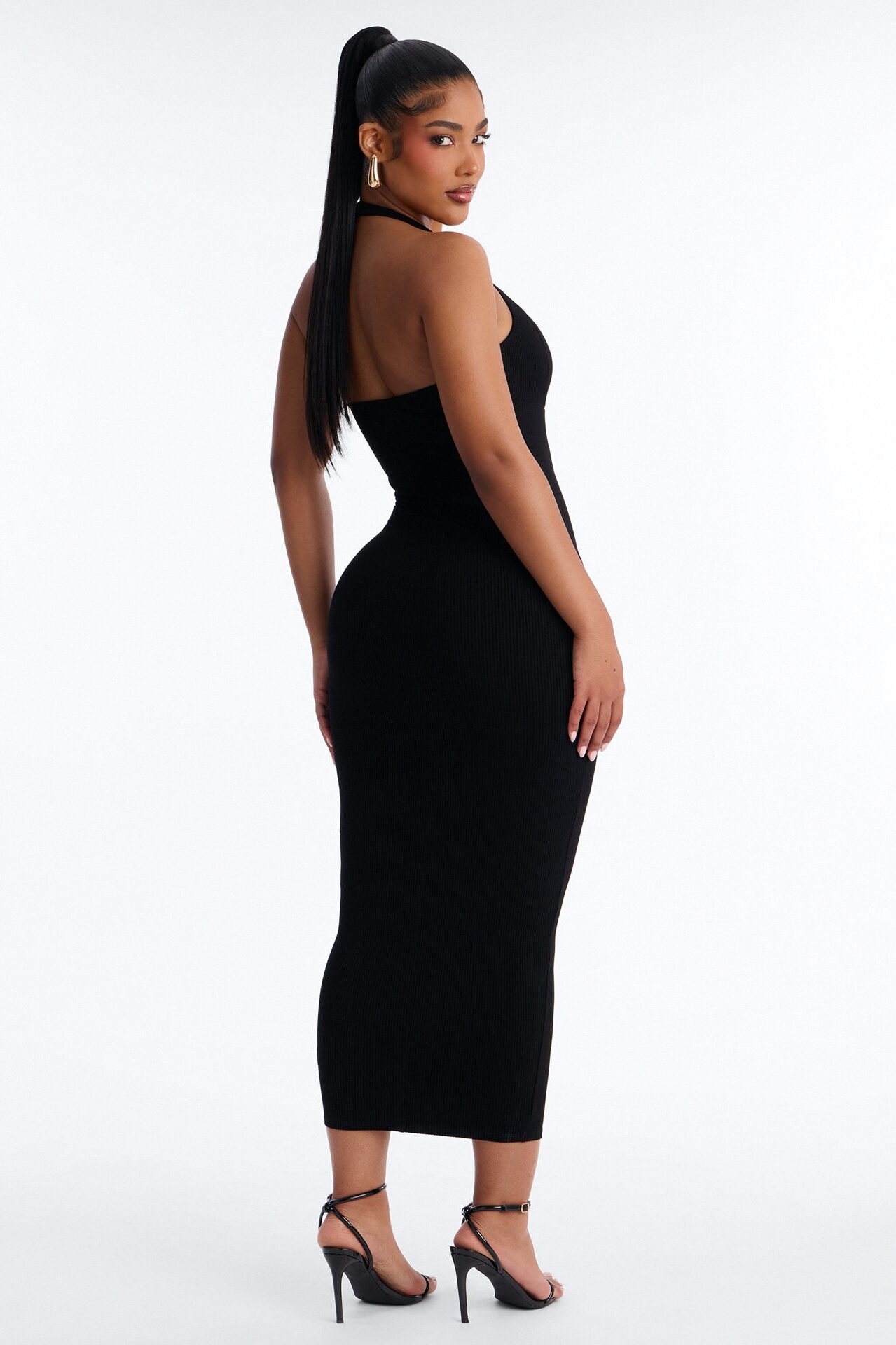 Natalia Halter Snatched Maxi Dress - Black
