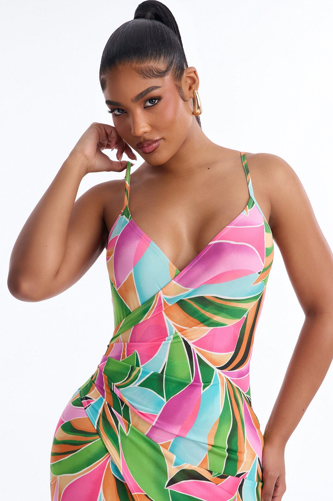 Adria Backless Printed Midi Dress - Multi Color