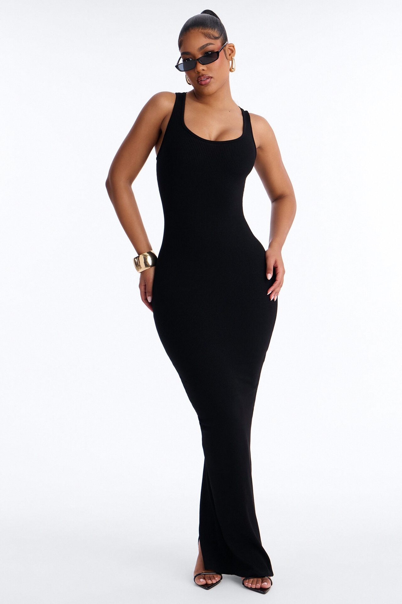 Clara Strappy Snatched Maxi Dress - Black